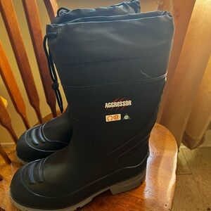 Aggressor Men's Steel Toe Steel Plate Waterproof Insulated Rubber Boots